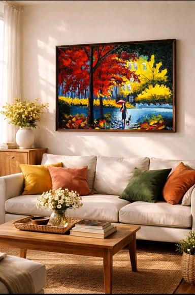 Quadro para Pintura Tela Paisagem Abstrato Amo Cachorros