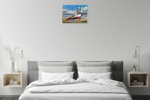 Quadro para Quarto e Sala Tela Mar Praia Barcos Black Friday