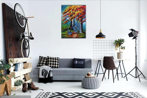 Quadro para Sal Pintura Tela Caminho Love Casal Black Friday