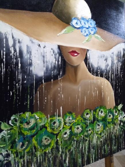 Quadro para Sala e Quarto Mulher de Chapéu Presente de Natal