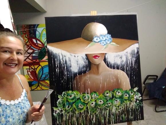 Quadro para Sala e Quarto Mulher de Chapéu Presente de Natal