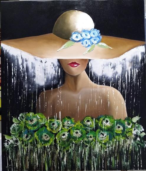 Quadro para Sala e Quarto Mulher de Chapéu Presente de Natal