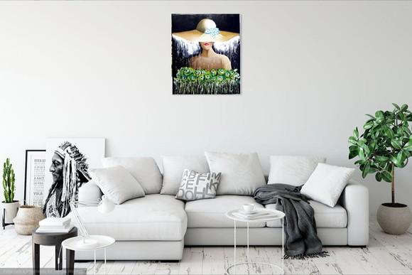 Quadro para Sala e Quarto Mulher de Chapéu Presente de Natal