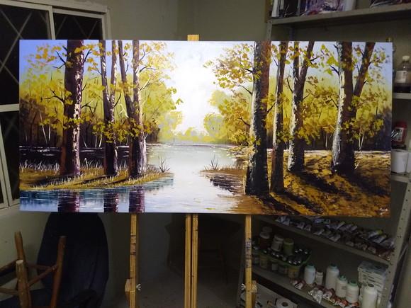 Quadro para Sala e Quarto Paisagem Árvores Presente de Natal