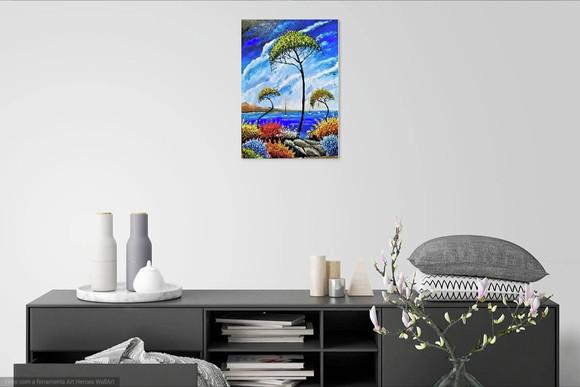 Quadro para Sala e Quarto Pintura Paisagem Mar Black Friday