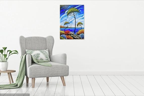 Quadro para Sala e Quarto Pintura Paisagem Mar Black Friday