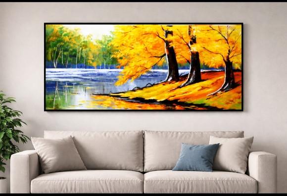 Quadro para Sala e Quarto Pintura Paisagem Presente de Natal