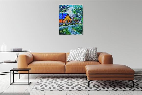 Quadro para Sala e Quarto Pintura Paisagem Presente de Natal