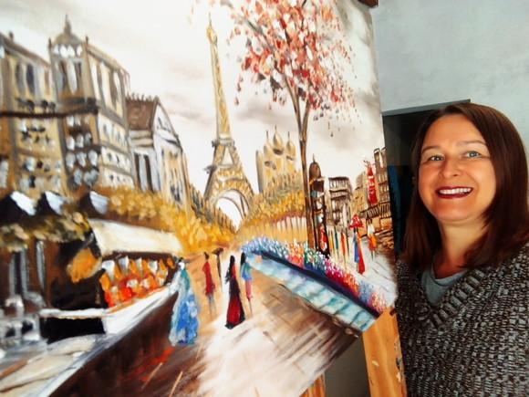 Quadro para Sala e Quarto Pintura Urbana Paris Black Friday