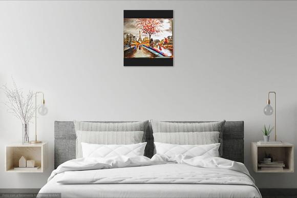Quadro para Sala e Quarto Pintura Urbana Paris Black Friday