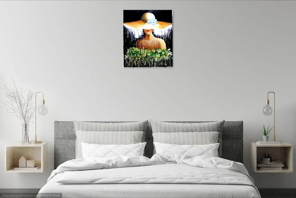 Quadro para Sala e Quarto Tela Mulher de Chapéu Black Friday