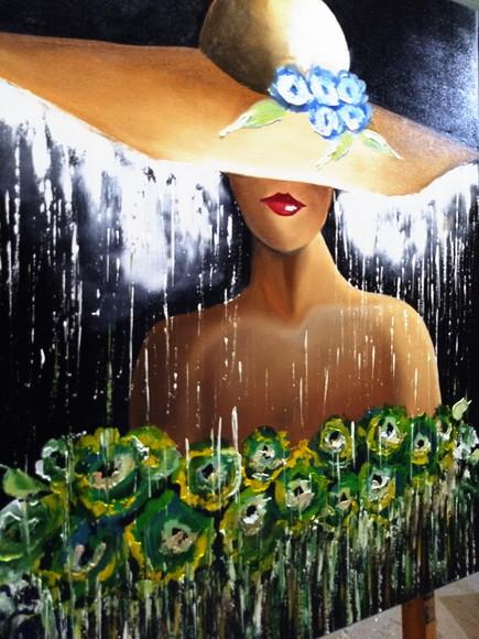 Quadro para Sala e Quarto Tela Mulher de Chapéu Black Friday