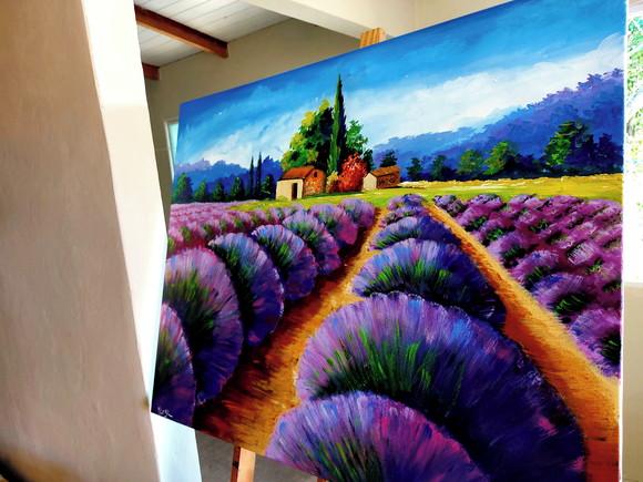 Quadro para Sala Paisagem Campo de Lavanda Presente de Natal