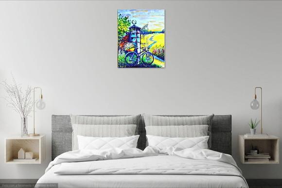 Quadro para Sala Paisagem Campo Caminho Bike Black Friday