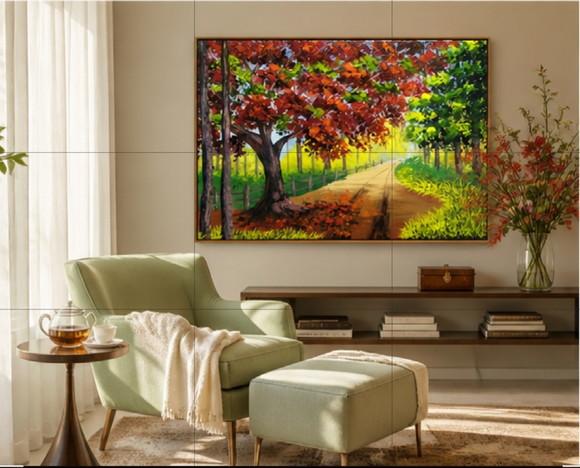 Quadro para Sala Paisagem Flamboyant Presente de Natal