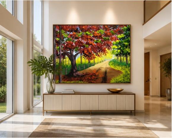 Quadro para Sala Paisagem Flamboyant Presente de Natal
