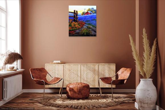 Quadro para Sala Pintura Campo de Flores Azuis Black Friday