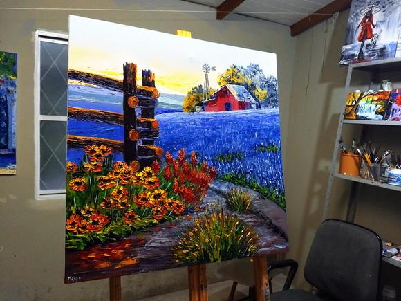 Quadro para Sala Pintura Campo de Flores Azuis Black Friday