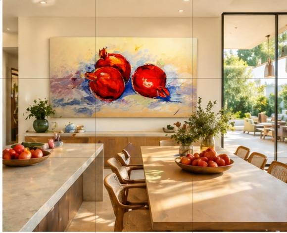 Quadro para Sala Pintura Cozinha Romãs Presente de Natal