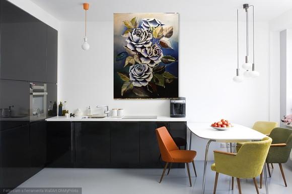 Quadro para Sala Pintura em Tela Floral Rosas Black Friday