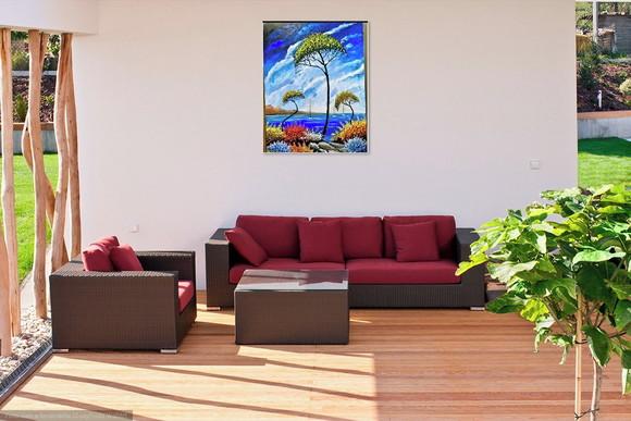 Quadro para Sala Pintura em Tela Paisagem Marina Calmaria