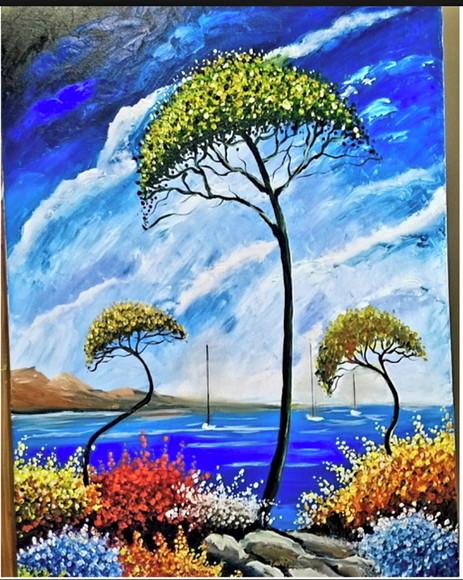 Quadro para Sala Pintura em Tela Paisagem Marina Calmaria