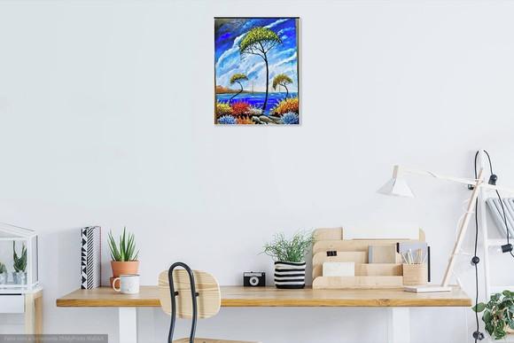 Quadro para Sala Pintura em Tela Paisagem Marina Calmaria