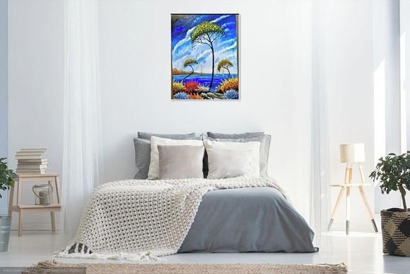 Quadro para Sala Pintura em Tela Paisagem Marina Calmaria