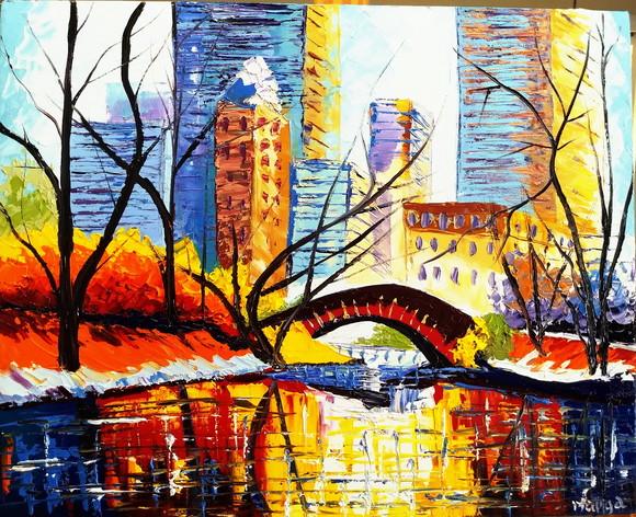 Quadro para Sala Pintura Eua Central Park Black Friday