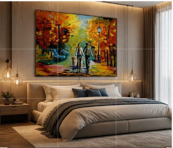 Quadro para Sala Pintura Família Feliz Presente de Natal