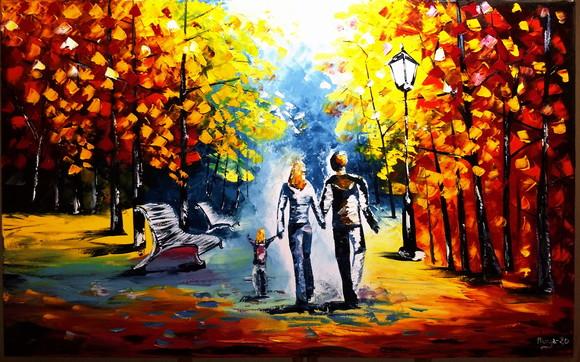 Quadro para Sala Pintura Família Feliz Presente de Natal