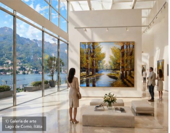 Quadro para Sala Pintura Paisagem Lago Floresta Black Friday