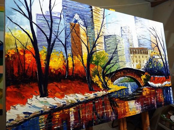 Quadro para Sala Pintura Tela Central Park Presente de Natal