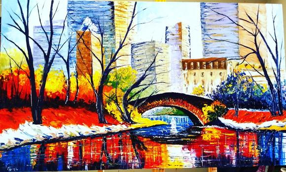 Quadro para Sala Pintura Tela Central Park Presente de Natal