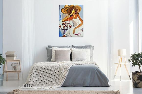 Quadro para Sala Pintura Tela Mulher Cofee Time Black Friday