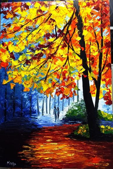 Quadro para Sala Pintura Tela Paisagem Moderno Família Unida