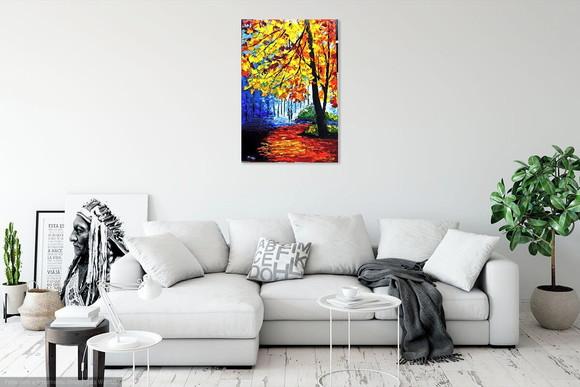 Quadro para Sala Pintura Tela Paisagem Moderno Família Unida