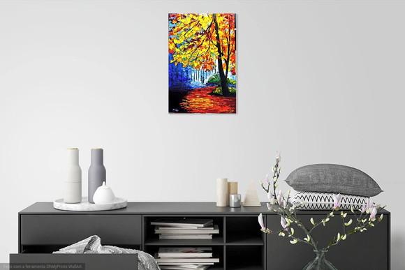 Quadro para Sala Pintura Tela Paisagem Moderno Família Unida