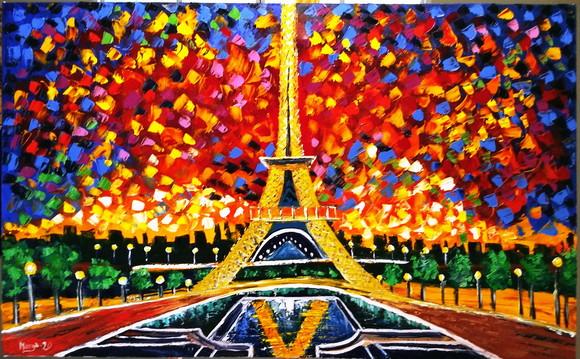 Quadro para Sala Pintura Tela Torre Eiffel Presente de Natal