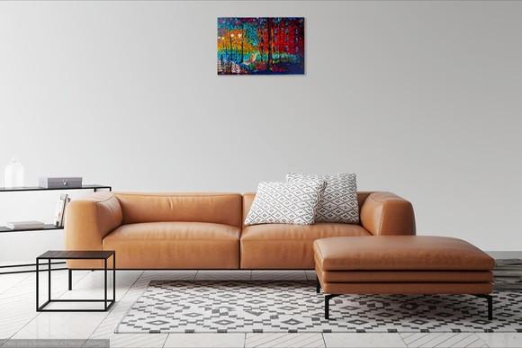 Quadro Pintura em Tela Abstrato Moderno Espatulado