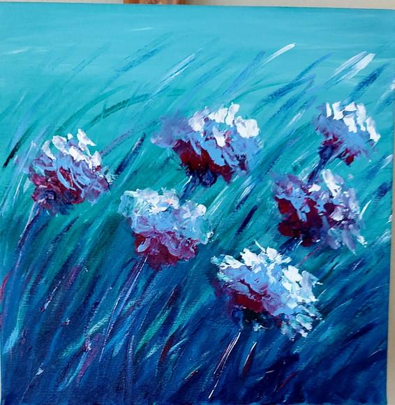 Quadro Pintura em Tela Abstrato Moderno Espatulado Floral
