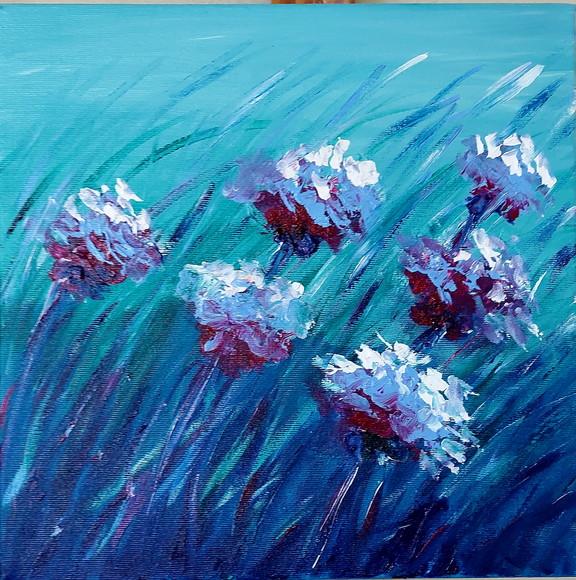 Quadro Pintura em Tela Abstrato Moderno Espatulado Floral