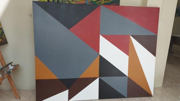 Quadro Pintura em Tela Abstrato Moderno Geométrico