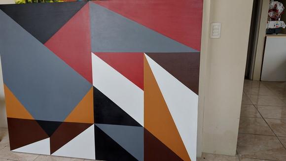 Quadro Pintura em Tela Abstrato Moderno Geométrico para Sala