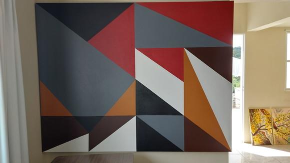 Quadro Pintura em Tela Abstrato Moderno Geométrico para Sala