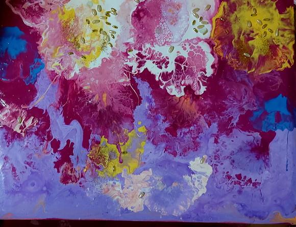 Quadro Pintura em Tela Abstrato Moderno Pouring Derramado