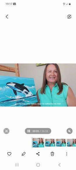 Quadro Pintura em Tela Animal Mar Peixe Fish Baleia Orca