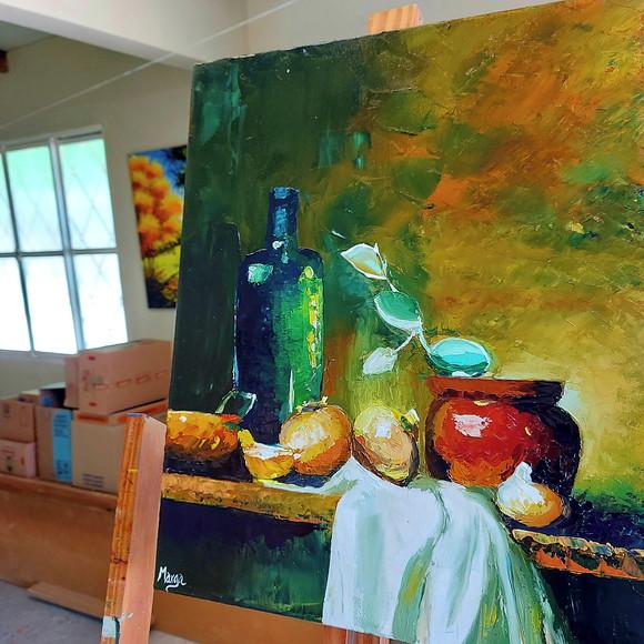Quadro Pintura em Tela Cozinha Gourmet Vinho Cebolas