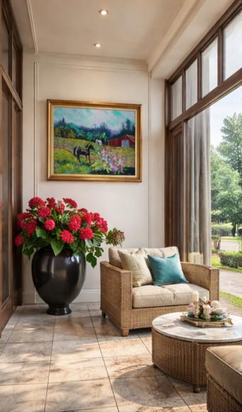 Quadro Pintura em Tela Paisagem Animais Cavalo Branco Preto