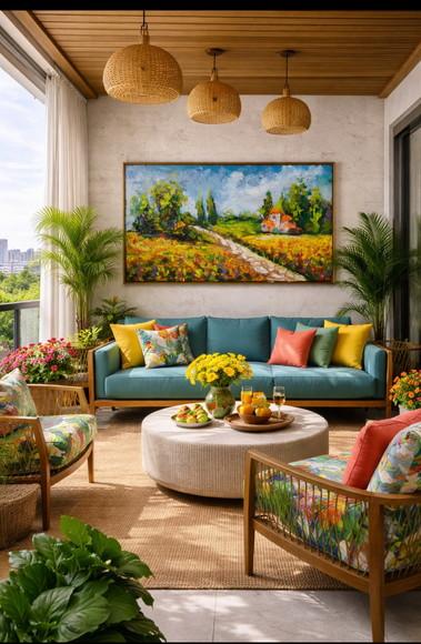 Quadro Pintura em Tela Paisagem Campo de Flores Amarelas